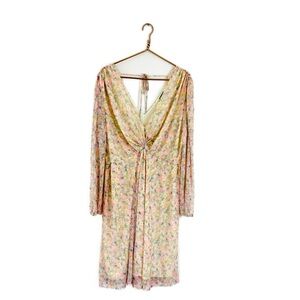 Arula Womens Plus Size A 1X 14 16 Mesh Floral Long Sleeve Pink Dress